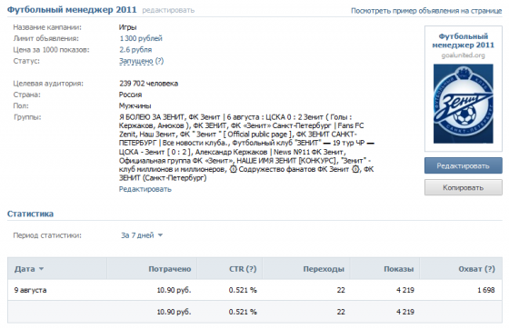 Реклама для фанатов Зенита